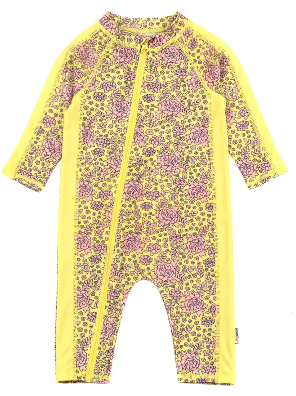 SwimZip Yellow Ditsy Floral Long Sleeve Sunsuit Romper UPF 50+ 12-18m